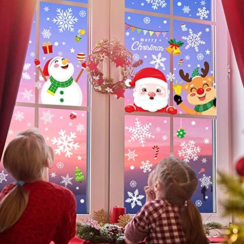 Fesoar Christmas Window Stickers 255 PCS Christmas Window Decorations Xmas Window Stickers Snowflake Window Stickers Merry Christmas Window Decals (Christmas P2)