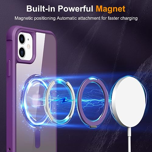 Image of Compatible with iPhone 11 Case with Stand 6.1 inch,Purple | Matte Translucent Phone Case for iPhone 11,360 Magnetic Ring Stand,Compatible Mag-Safe,Military Grade Protection