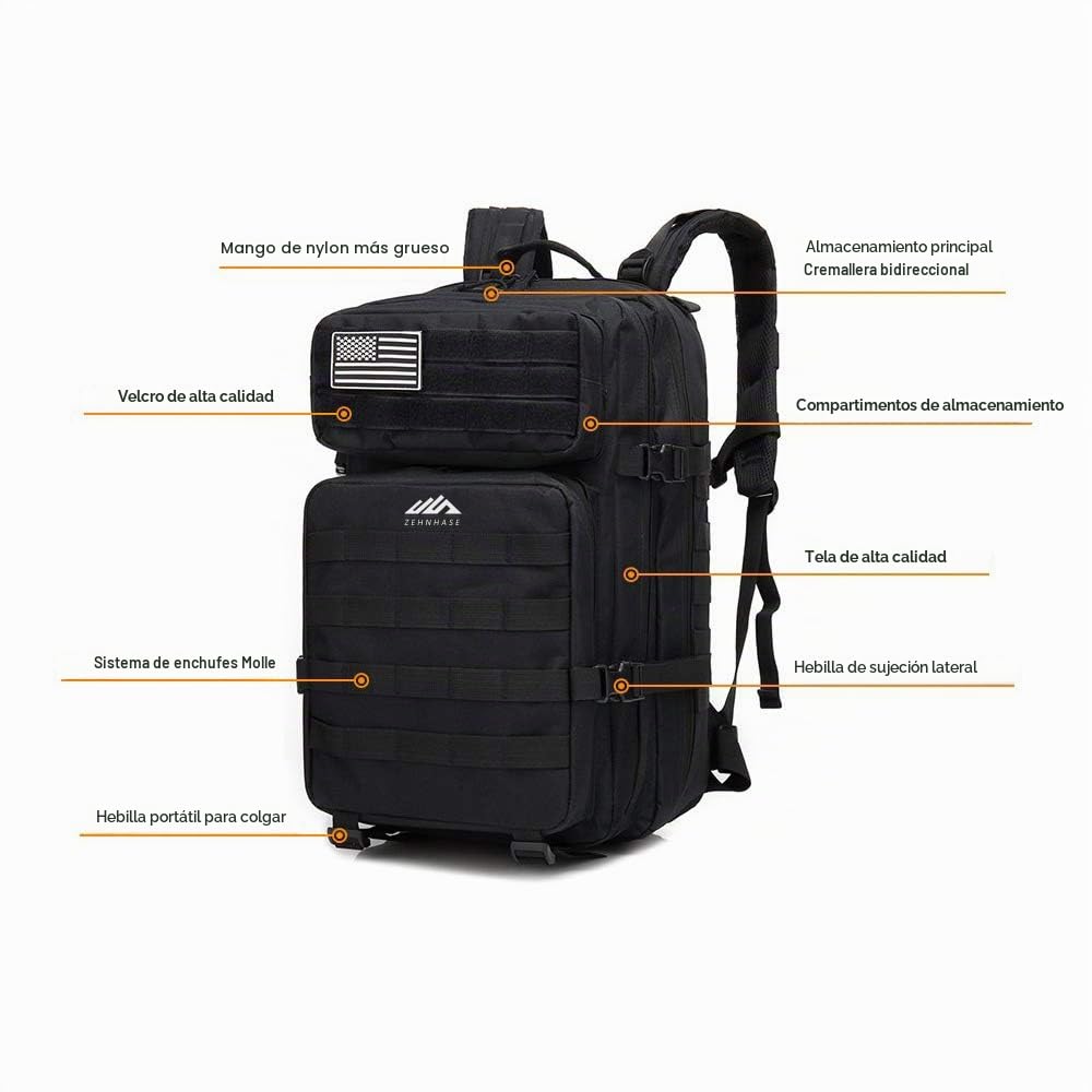 Mochila Táctica Impermeable 45L Gran Capacidad Nylon 600D Múltiples Bolsillos para Senderismo Acampada, Montañismo, Caza, Aire Libre Ciclismo y más