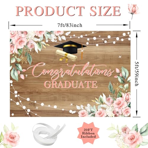 Avezano Banner Graduación Madera Rústica 7 x 5 ft miniatura 2