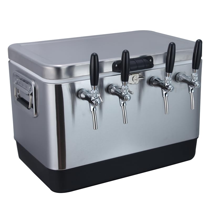 Stainless Steel Draft Beer Jockey Box Cooler with 4 Taps (steel1)