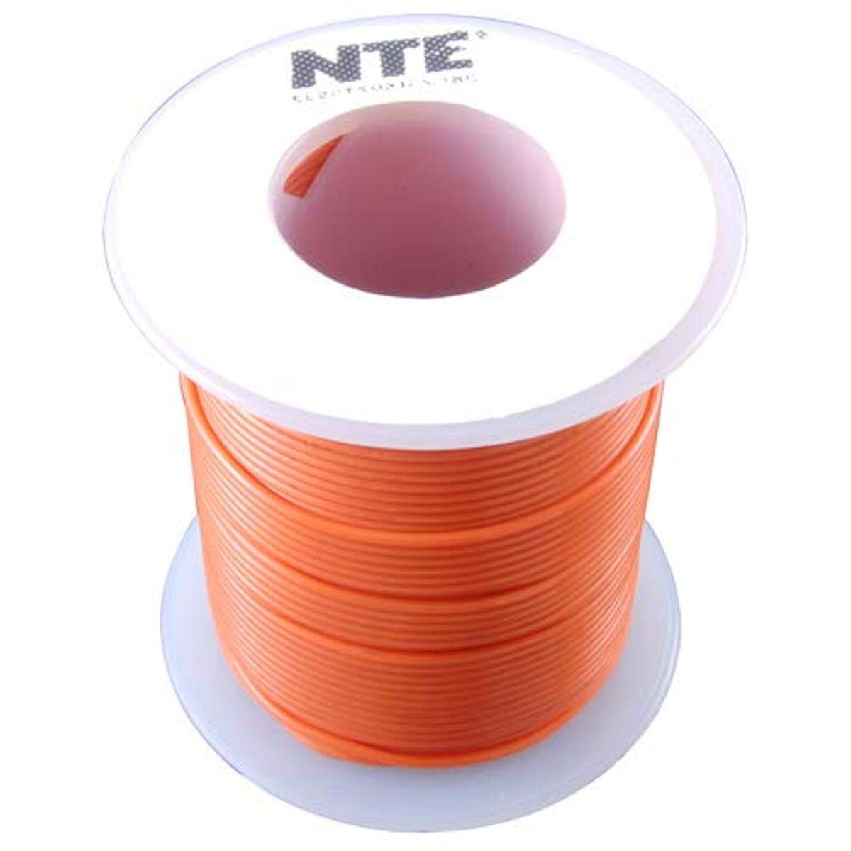 NTE Electronics WT18-03-25 Series WT Teflon Hook Up Wire, Type 18 Gauge, 19 Stranded, 25' Length, 600V, Orange