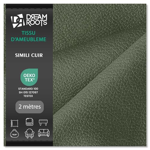 DreamRoots Simili Cuir au Mètre, 650 g/m², 140 cm - Doux au Toucher - Tissu d'Ameublement - Recouvrir Canapé, Fauteuil, Tête de Lit - Testé EN 1021-1 -...