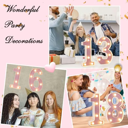 Image of LED Marquee Numbers, Small Light Up Numbers for Party, 8.58 Inch Battery Powered Lighted Number for Birthday, Night Light, Table or Home Decor (Pink Glitter, Number 3)
