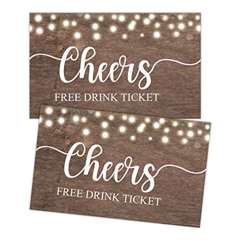 50 Free Drink Tickets, Cheers Tickets, Rustic Drink Ticket Coupons for a Free Drink at Weddings, Work Events or Party, Drink Tickets for Events, Free Drink Tickets for Soft Drink or Food Vouchers Cover
