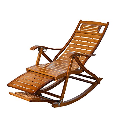 Fauteuils inclinables LHA Loisirs Large Ceinture Chaise à Bascule Bambou Chaise à Bascule Vieux Déjeuner Pause Chaise Chaise en Bois Massif Chaise à Bascule Paresseux Chaise Chaise Facile Cover