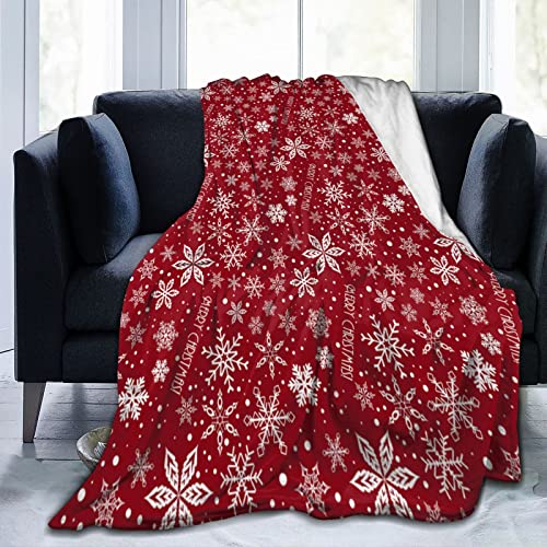 VEIZKUO Schneeflocke, rote Flanelldecke, weiche Plüschdecke, Weihnachtsdecke für Bett, Couch, Sofa, gemütliche Decke, leichte Mikrofaser, alle Jahreszeiten, 152,4 x 127 cm Cover
