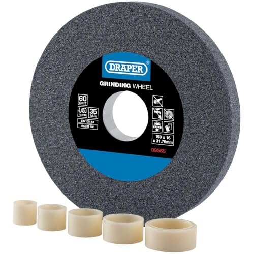 Draper 99565 - Muela abrasiva de banco de óxido de aluminio 60G (150 mm x 16 mm)