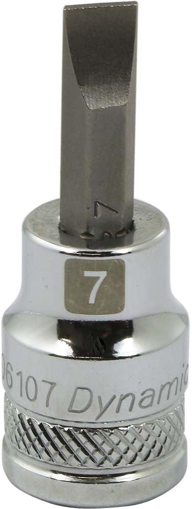 Dynamic Tools D006107 3/8" Drive Slotted Head Number-7 Bit Socket, Chrome Finish