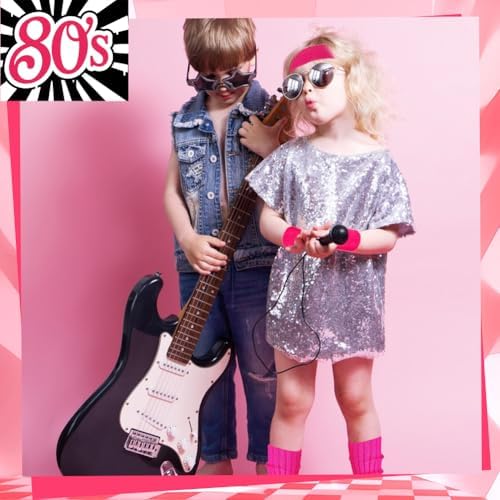 COM-FOUR® 3-delige accessoireset - hoofdband en 2 armbanden neon roze - jaren 80 look - accessoires voor carnaval, carnaval, themafeest, JGA, sport, aerobics, tennis