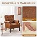 Yaheetech Ohrensessel modern Holzbeine Sessel Polstersessel Fernsehsessel mit Armlehnen Einzelsofa Sitzkomfort Retro-braun