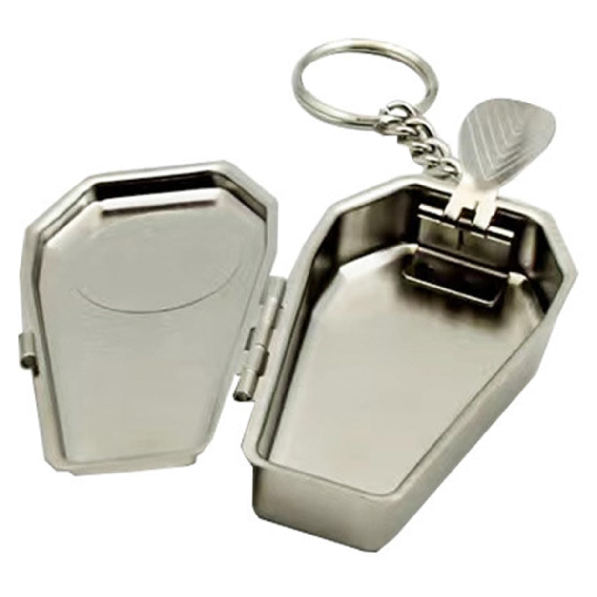 Beavorty Coffin Shaped Metal Ashtray with Keychain Portable Decorative Accessory for Travel Outdoor Use Unique Present for Halloween Gothic Enthusiasts