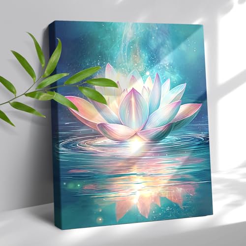 Ewozet Zen Spiritual Wall Art Blue Lotus Flower Bloom In