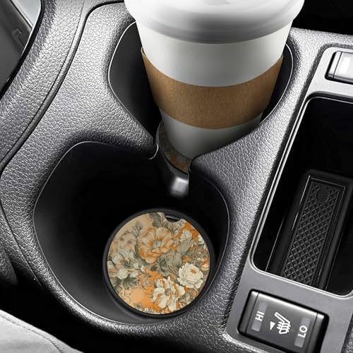 Portavasos para carro en madera con diseño flores 2.6 pulgadas miniatura 6