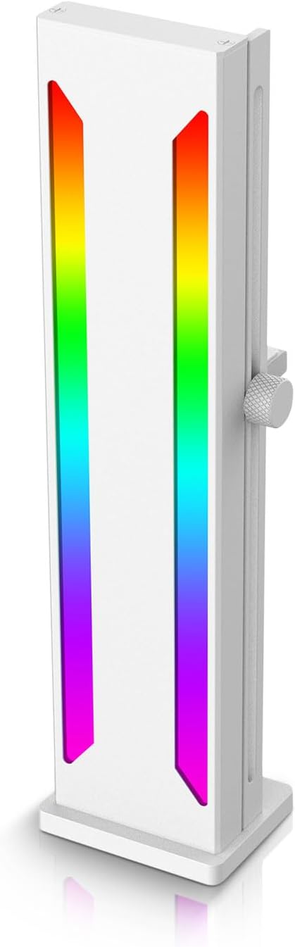 Gugxiom GPU Support Bracket, ARGB Adjustable Sliding Aluminum Alloy Graphics Card Holder, Rubber Pad Magnetic Base GPU Sag Bracket for Graphics Card (White) (Gugxiomdxygsw28a5-11)