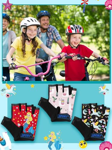 Image of Boao 3 Pairs Kids Half Finger Bike Gloves
