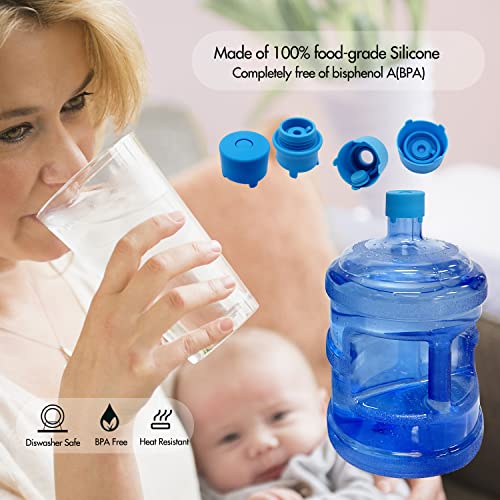 Image of 3 &5 Gallon Water Jug Cap,Food Grade Silicone Reusable Replacement Caps, Double Protection Caps fit all 55mm Bucket Water Dispenser Caps (3)