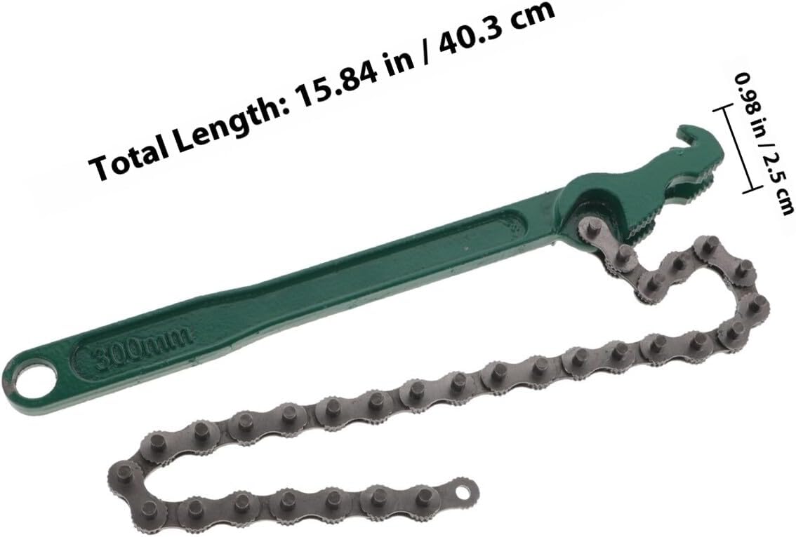16-inch Heavy Duty Chain Oil Filter Wrench Cast Handle, Non-slip Spanner Wrench for Automotive Fuel and Engine Filter Removal, Professional Mechanic Hand Tool