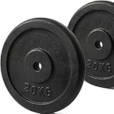 KK Cast iron Weight Plate Set For 1 Inch Barbell Bar Dumbbells Weight Disc Pair. 2 x 2.5kg, 5kg or 20kg Barbell Weight Plates. Dumbbell Plates for Home or Gym Training or Weightlifting. (2 X 20KG)