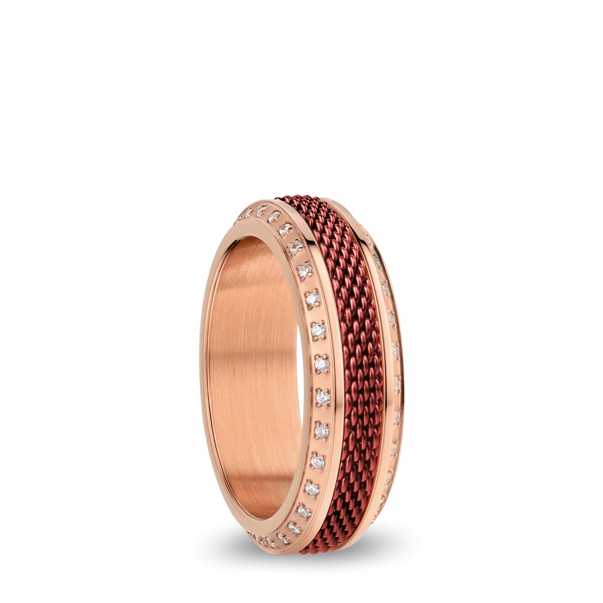 BERING Exchangeable Ring Combination for Women in Rose Gold and Red with the Distinctive Twist and Change System, Murray