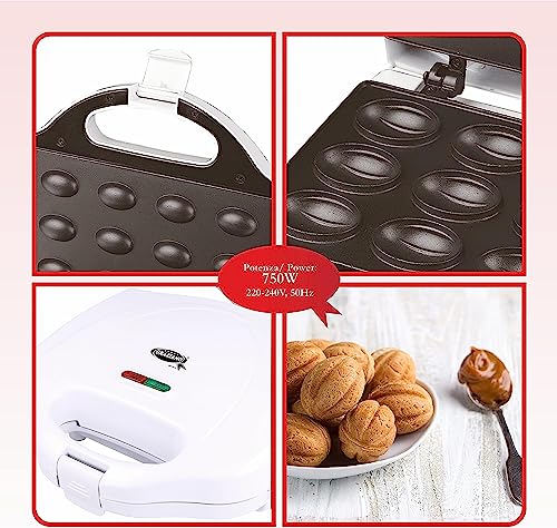 Graziano, Nut Maker, Walnut Shaped Cake Maker, with Non-Stick Plate, Heat-Resistant Handle and Light Indicators, 750W - Image 8