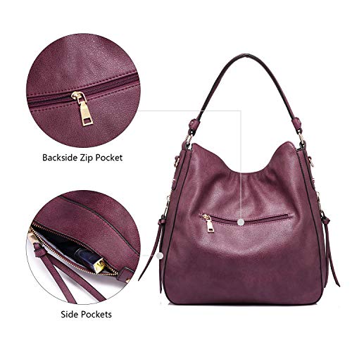 Image of Realer Hobo Crossbody Bags for Women Designer Faux Leather Hobo Handbags Retro Large Size Shoulder Bag Bucket Purse