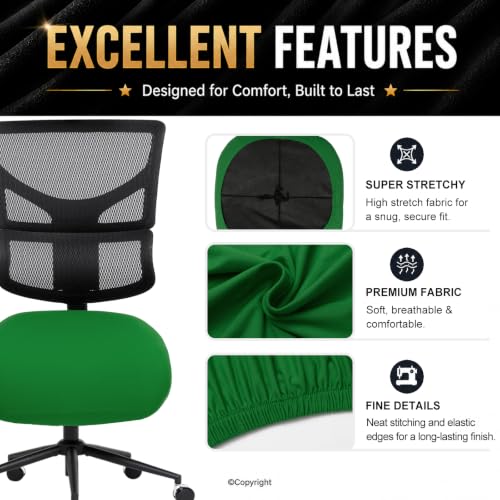 Image of DIVA EN CAMINO DEC Stretchable Desk Office Chair Seat Cushion Covers - Universal Spandex Computer Chair Slipcover - Removable Washable Cushion Protectors Anti-Scratch for Dogs, Cats, Pets (Green)