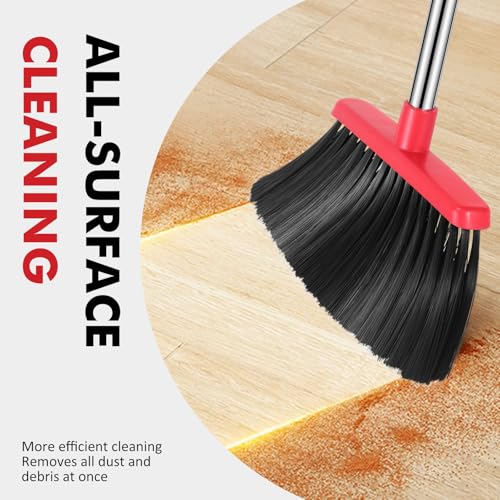 image for nacena Heavy Duty Broom, 55 Inch Long Handle Outdoor Large Angle Broom