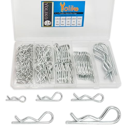 Image of 114 Pcs Hitch Pin Clip R Clips Retaining Pins Tractor Cotter Pin Hair Pin Assortment Spring Clip Retainer Pins Hitch Keeper Pins Kit for Dolly Pins /Trailer Pin Clips /Hand Ttruck Pin Replacement