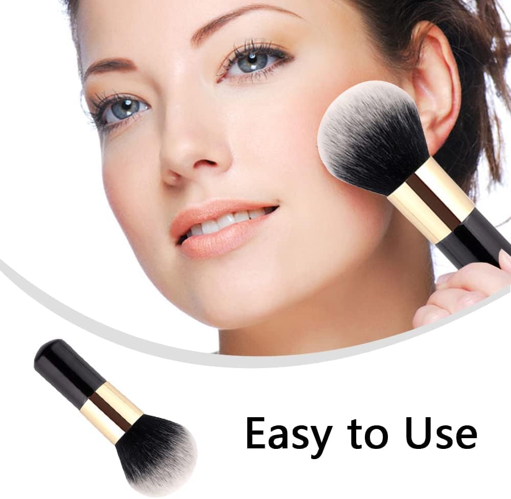 Crizer Powder Makeup Brush, Professional Flat Kabuki Cosmetic Brush, Single Handle Large Blush Brush Soft Face Mineral Powder Foundation Brush Face Brush for Blending Liquid Make Up 2