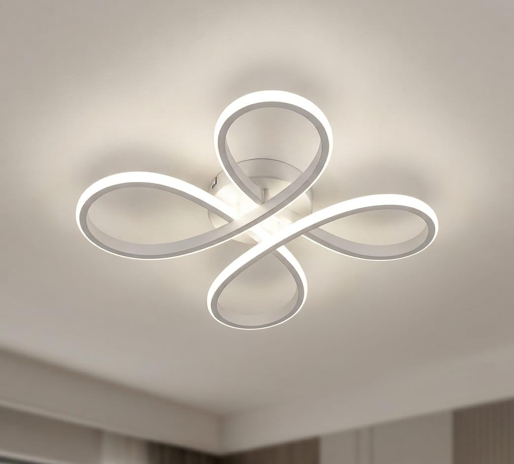 Daisy 4'lü Beyaz LED Avize, 3 Renkli Işık, Modern Tasarım, Salon, Çocuk Odası, Mutfak ve Antre…