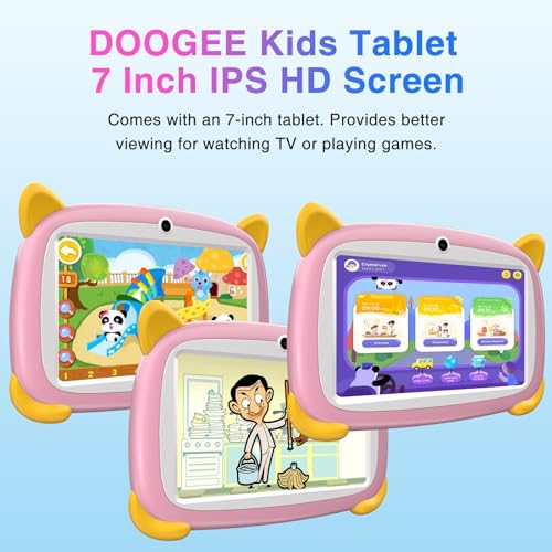 Image of DOOGEE U7 Tablet, 7 inch Android Tablet, 4+32GB ROM Pad,3400mAh Battery, Parental Control, Dual Camera, Shockproof Case, Educational, Games Bluetooth /WiFi (Pink)