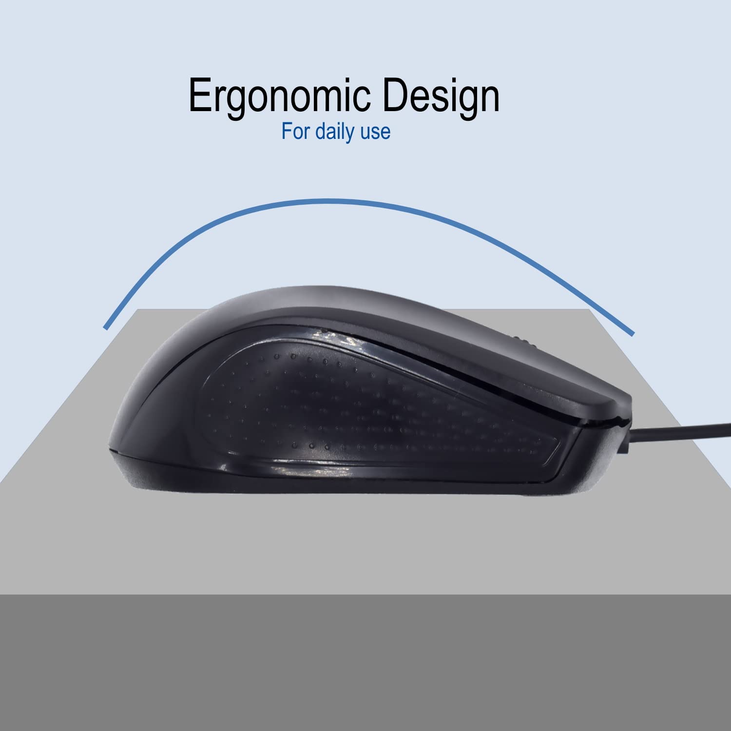Ewent EW3300 - Mouse ottico con cavo USB a 3 pulsanti, 1000 DPI, design ergonomico, ambidestro, PC/Mac / ‎Laptop/Chromebook - ‎Nero (Confezione da 5)