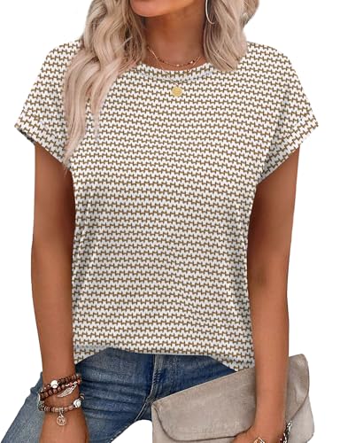 Image of Alaroo Womens Summer Tops Short Sleeve Shirts Crew Neck Tshirt Cute Trendy Tunic Blouses (S-3XL)