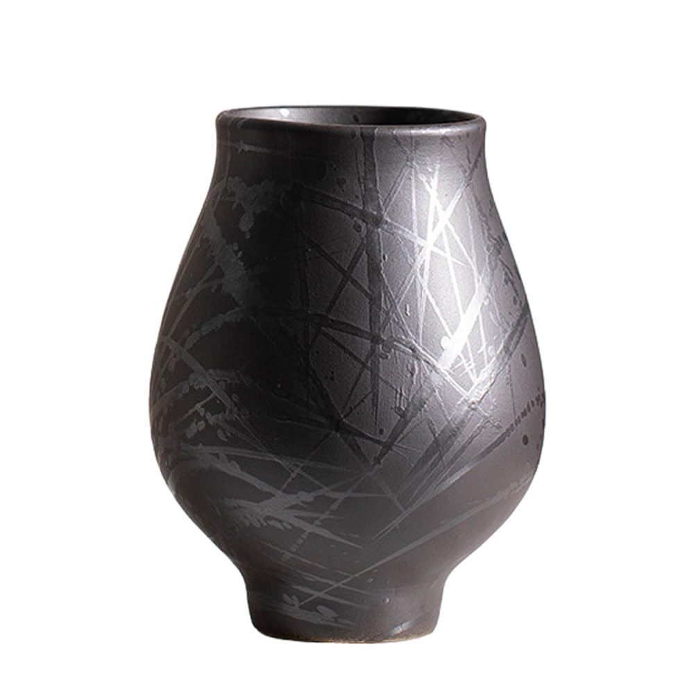 Handmade Black Ceramic Vase, Minimalist Style, Abstract Pattern Black Handmade Vase, Home Decor, Room Decor, Desk Decor
