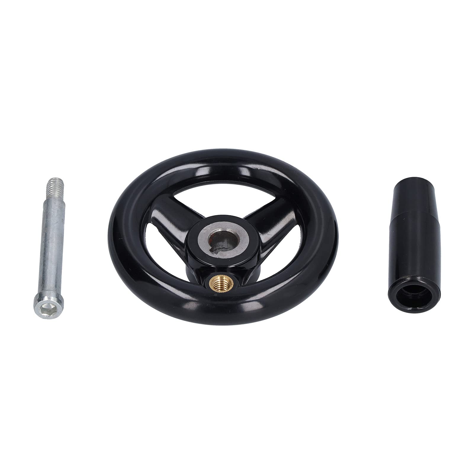 Yuecoom Revolving Handle Wheel, 3 Spoke Handwheel, Milling Hand Wheel, Revolving Handle Handwheel with Plastic Handle for Lathe Milling Machine(M8 4-inch Diameter)