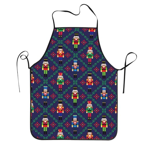 MINIOZE Christmas Nutcrackers Xmas Soldier Figurine Apron Cooking Chef Work Shop Women Men Baking Decorations Painting Bbq Grilling Kitchen Accessories Party Supplies