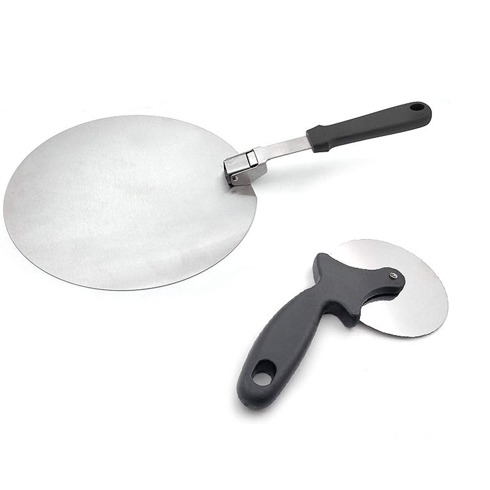 Juego De Cáscaras De Pizza Pala De Pizza De Acero Inoxidable + Juego De Paleta De Pizza Cortador De Pizza Con Mango Antideslizante Plegable Para Hornear Pizza-12 Inches