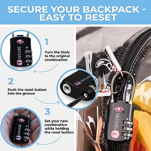 Clear Backpack Heavy Duty has TSA Lock, 2-Way Zipper. PVC Transparent Backpack X-Large - H18''xW14''xD8 - Black2