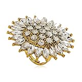 Boho Big CZ Sunflower Statement Ring for Women Girls Bohemian Antique Gold Tone Mosaic Crystal Expandable Open Wrap Finger Rings Adjustable Comfort Fit Indian Bollywood Style Exaggerated Jewelry (17.5in)