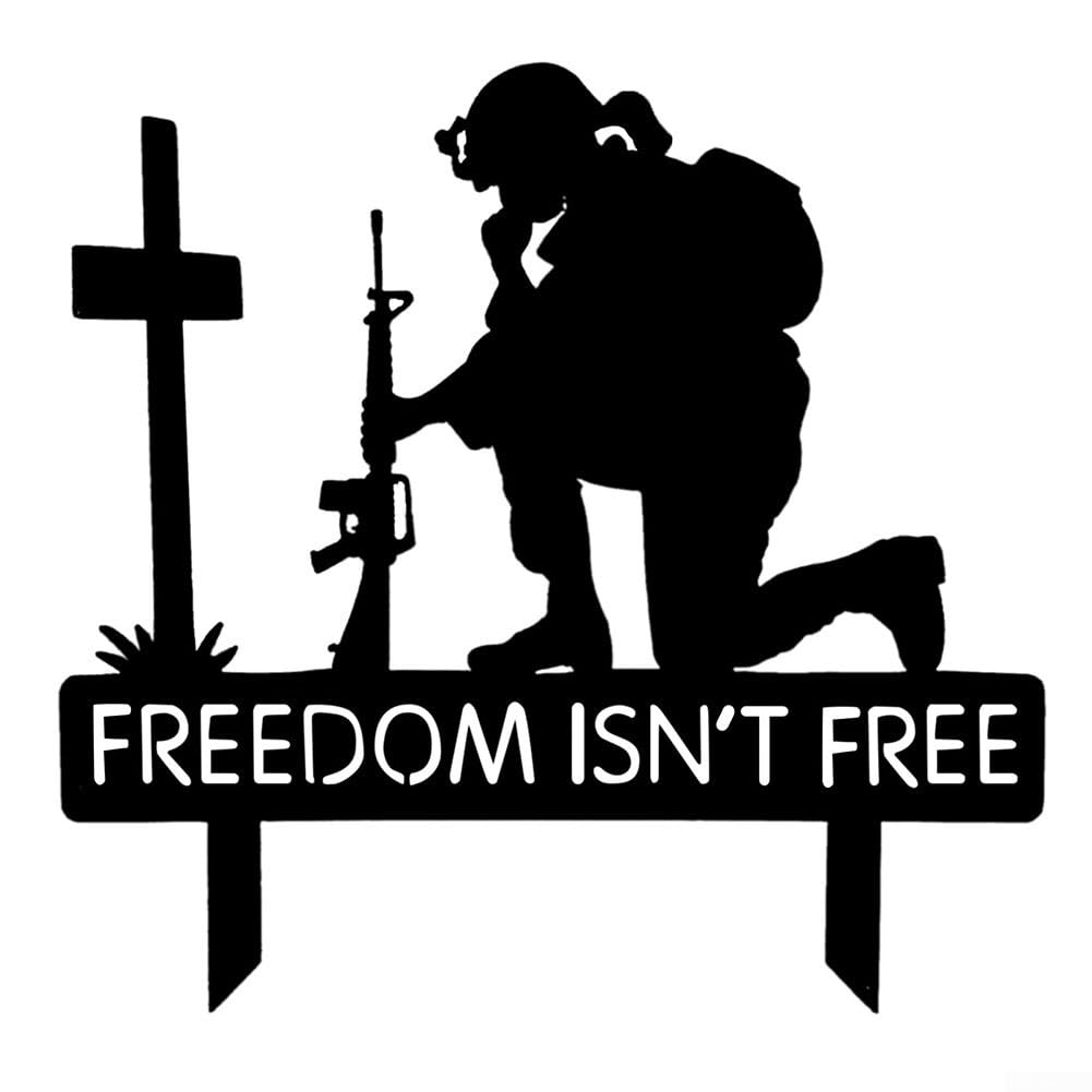 Remembrance and Honor Metal Kneeling Silhouette for Year Round Display (B)
