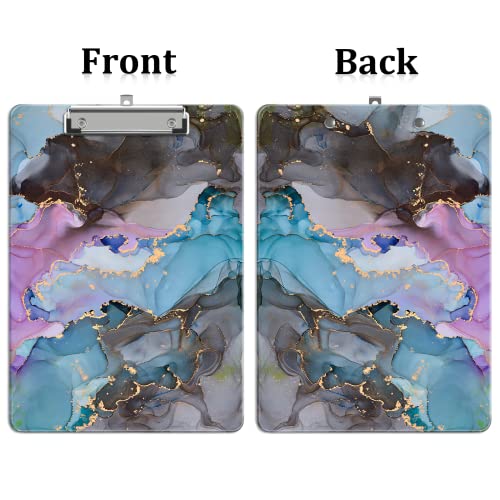 Image of Plastic A4 Clipboards, Clip Board Stardard Letter Size 9 x 12.5 in | Office Decorative for Students Women Men and Kids,Black Gray Marble