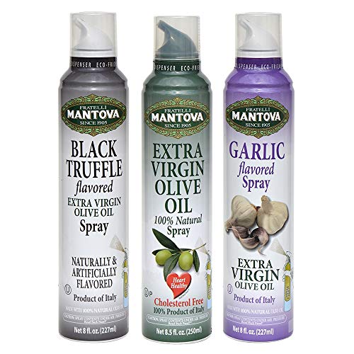 butter spray for popcorn - Mantova Spray 100% Extra Virgin Olive Oil Variety Set - Black Truffle | Garlic | 8 Fl. Ounce. (Pack Of 3) - Product Of Italy