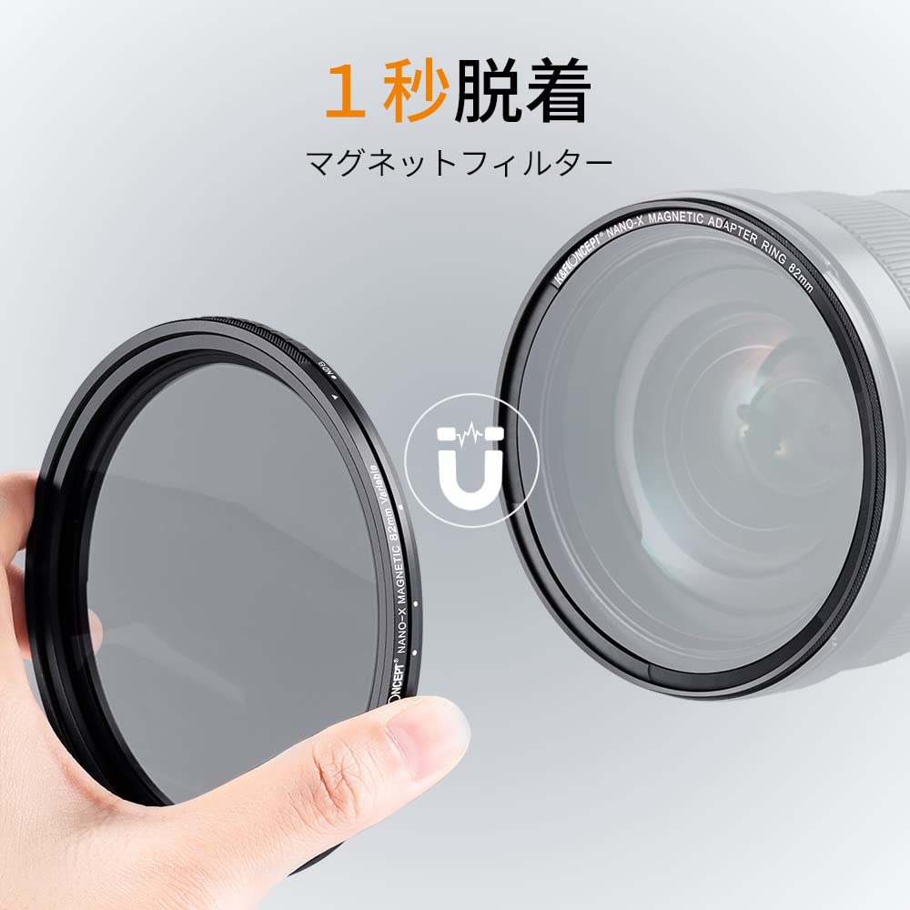 Amazon | K&F Concept 55mm マグネット可変NDフィルターND8-ND128 X状  