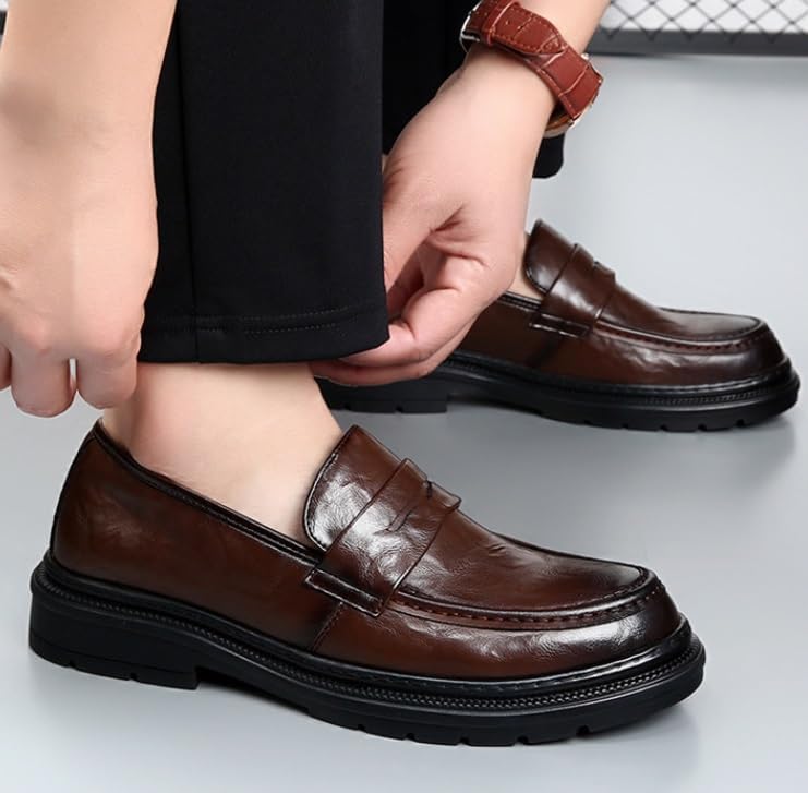 Genuine Leather Men's Office Shoes, Lace-Up Formal Oxfords2