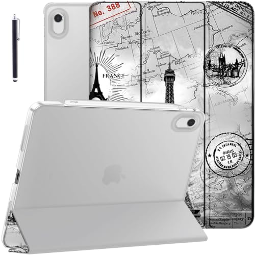 Image of Robustrion Cover for iPad Air 11 inch Cover M4 / M3 / M2 / Air 4th 5th Gen Generation with Translucent Back for iPad Air 11 inch M4 M3 M2 /Air 4 5 10.9 inch - Eiffel