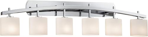Justice Design Group FSN-8596-30-OPAL-CROM Justice Design Group FSN-8596-30-OPAL Fusion 56.5" Archway 6 Luz de tocador de baño