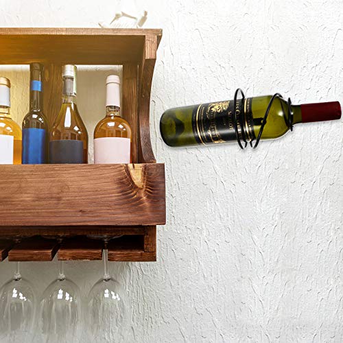 Cabilock Wijnrek wandhouder ijzer vintage spiraal enkele hangende wijnfles display houder wijnhouder flessenrek voor bar pub thuis decoratie 6 stuks (zwart) - Image 3