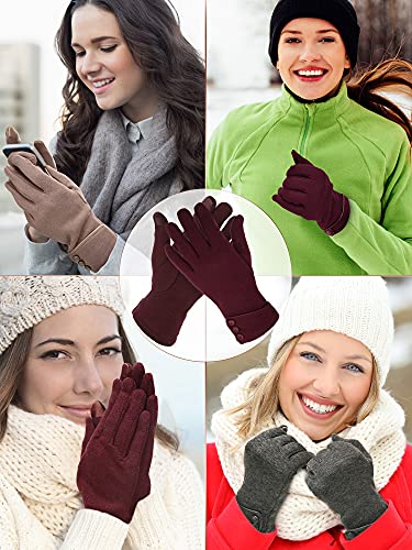 Image of Patelai 3 Pairs Womens Gloves Winter Touchscreen Texting Phone Windproof Gloves Warm Fleece Lined Cold Weather