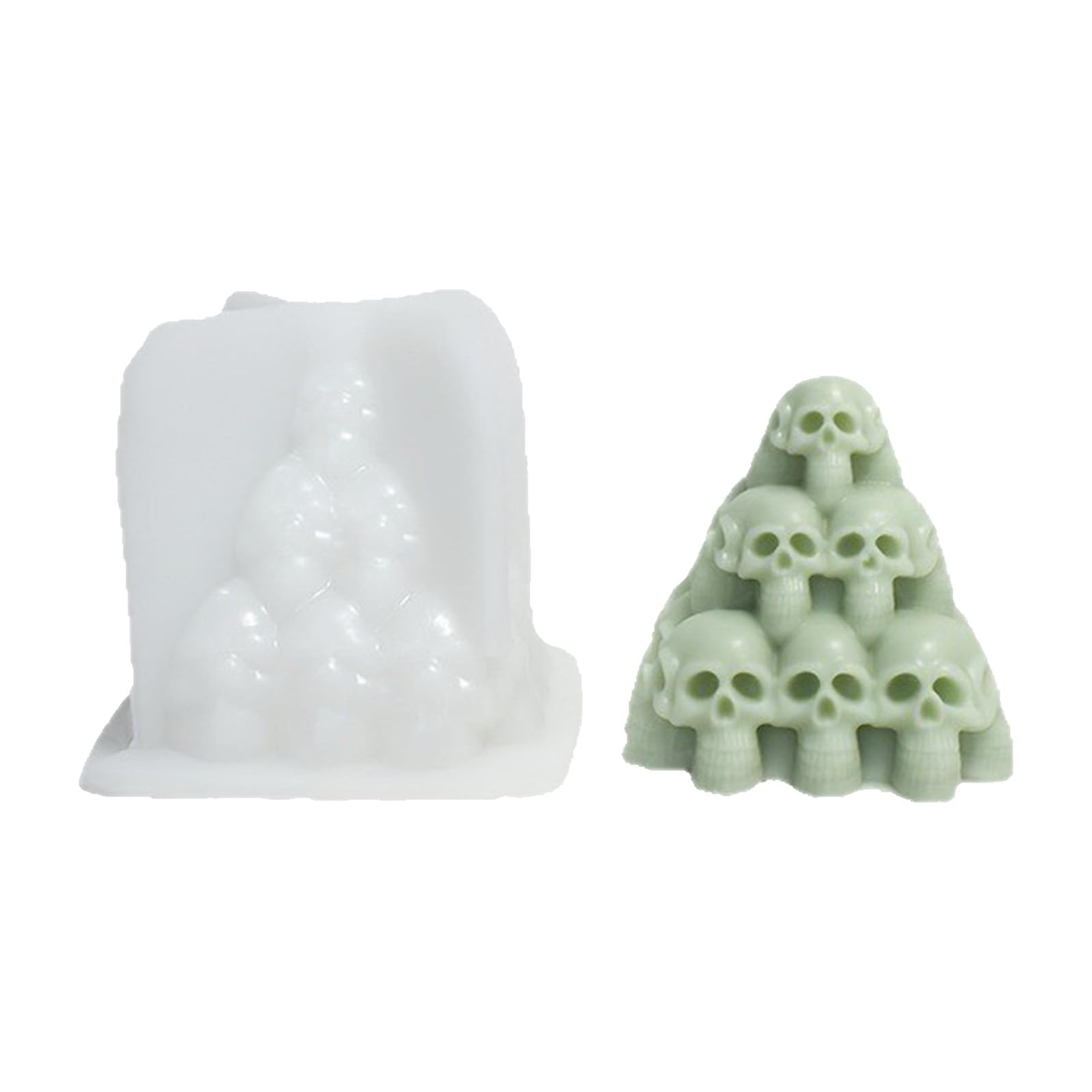 Jazuaiao Recyclable 3 Rank Skull Mold Permanent Silicone Baking Tool for Cerumen Art Soap Making and Festive Offerings Tripartite Skull Cerumen Mold Silicone